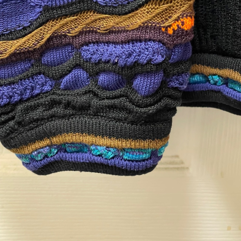 Vintage Tundra Men's Large Textured Sweater 3D Coogi Style Hip Hop Canada 90's - Picture 6 of 14
